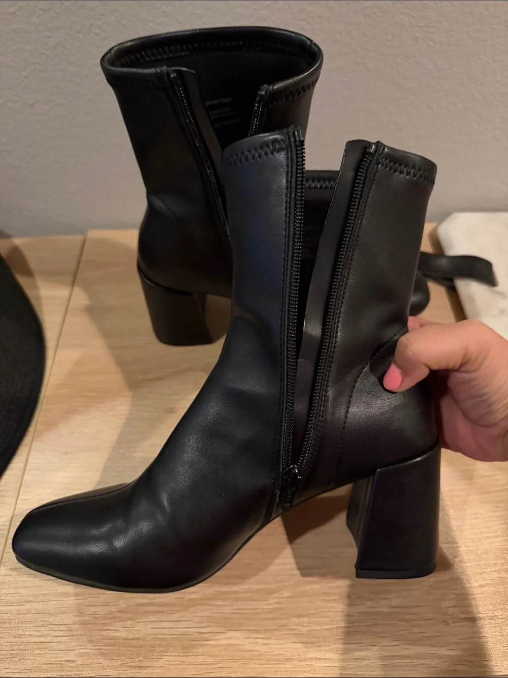 a new day Black Square-Toe Ankle Booties